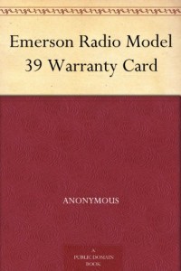 Emerson Radio Model 39 Warranty Card