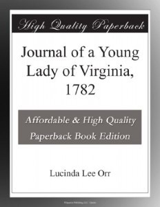Journal of a Young Lady of Virginia, 1782