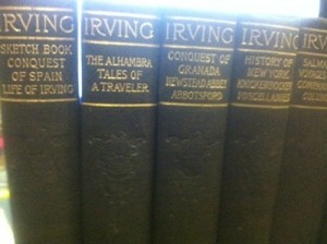 The Works of Washington Irving 15 volumes (A 15 Volume set consisting of I. The Sketch Book, Legends of the Conquest of Spain, The Life of Washington Irving II. The Alhambra, Tales of A Travler III. A Chronicle of the Conquest of Granada, Newstead Abbey Abbotsford IV. Knickerbbocker’s, History of New York, Knickerbocker Miscellanies V. Salmagundi, Voyages and Discoveries of the companions of Columbus VI. Life and Voyages of Christopher Columbus VII. The life and Voyages of Christopher Columbus, A Tour on the Prairies VIII. Astoria Moorish Chronicles IX. Mohomet and His Successors X. Life of Oliver Goldsmith The Crayon Papers Moorish Chrinicle XI. The Adventures of Captain Bonneville Bracebridge Hall or the Humorists XII.Life of George Washington part one XIII. The Life of George Washington Part two XIVLife of George Washington part three XV. Life of George Washington part four.)