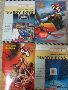 Four “The Hardy Boys” Paperbacks (Training for Trouble; Trouble In Warp Space; Danger in The Extreme; Slam Dunk Sabotage)
