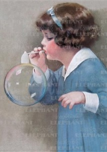 Girl Bubble Blower – Birthday Greeting Card
