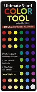 Ultimate 3-in-1 Color Tool: — 24 Color Cards with Numbered Swatches — 5 Color Plans for each Color — 2 Value Finders Red & Green